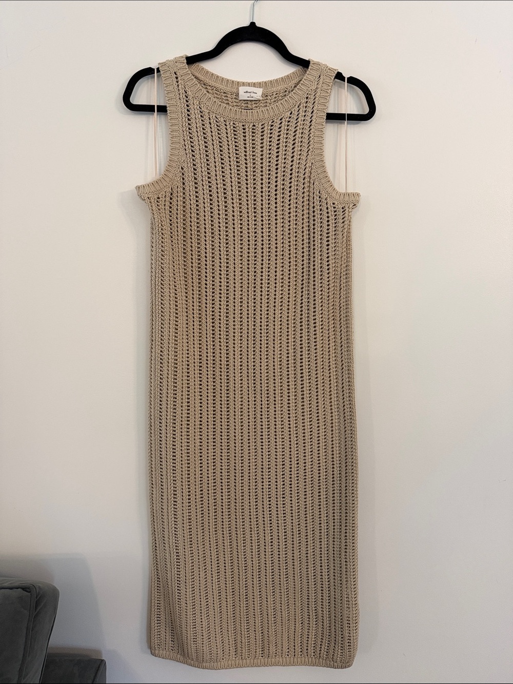Wilfred Beige Open-Knit Sleeveless Coverup Dress